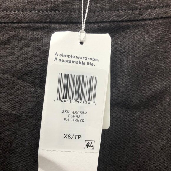 EILEEN FISHER Organic Linen Dress, Style S3RII-D5158, Espresso Color, XS - Picture 4 of 5